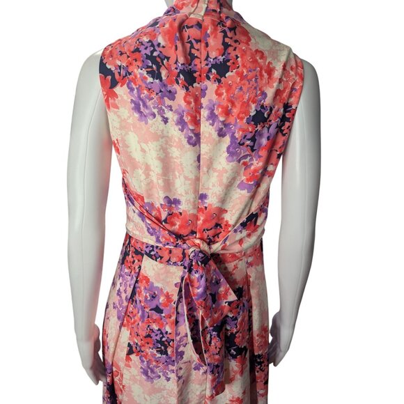 Tahari Halter Maxi Dress Womens Sz 10 Pleating Flowy Glam Event Wedding Feminine - Picture 7 of 13